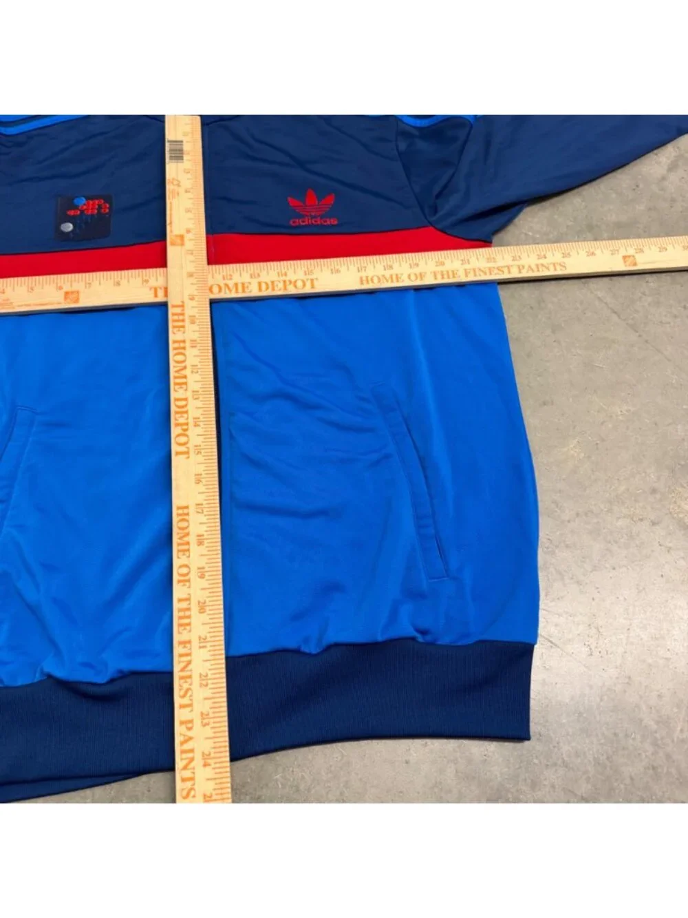 Retro Adidas Blue & Red Tracksuit Top Football Mofif Size M